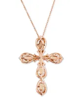 Le Vian Neopolitan Opal (5/8 ct. t.w.) & Diamond (1/4 ct. t.w.) Cross 18" Pendant Necklace in 14k Rose Gold