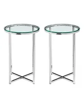 Modern Glam 2-Piece Metal-x Leg Side Table Set