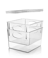 Sorbus 2 Pack Small Clear Storage Bins with Handles and Lids - for Kitchen, Cabinet Organizer, Pantry & Refrigerator