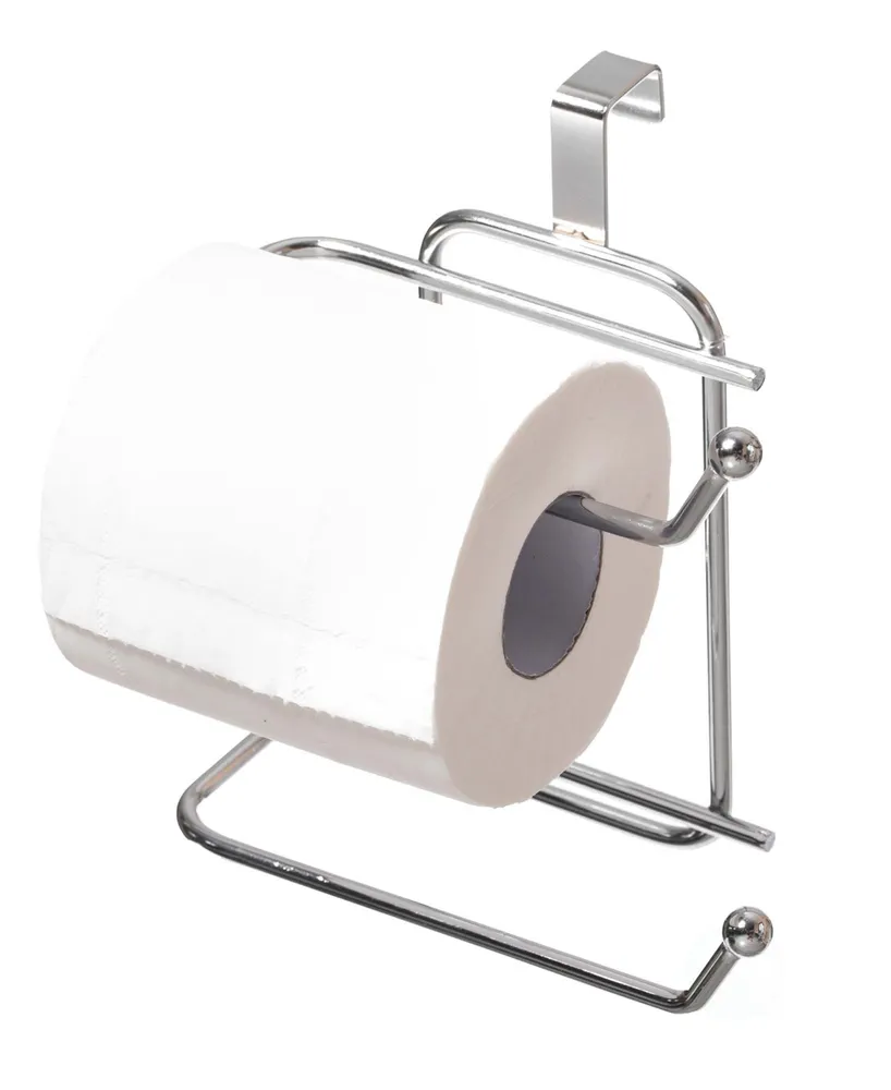 Chrome Toilet Tissue Paper Roll Holder Dispenser, Over The Tank Two Slot Tissue Organizer