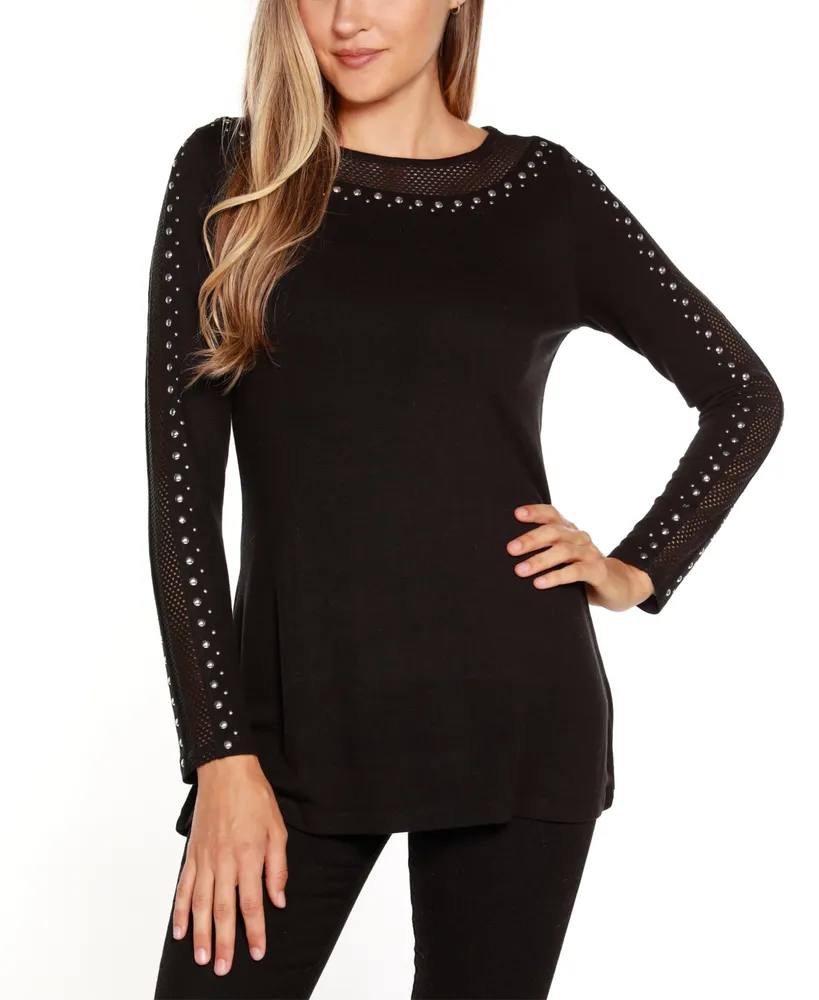 Belldini Studded Mesh-Inset Tunic