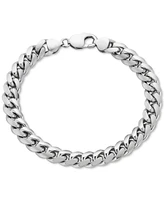 Men's Solid Cuban Link Chain Bracelet in Sterling Silver