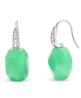 Dyed Green Jade & Zircon (1/2 ct. t.w.) Drop Earrings in Sterling Silver