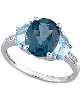 Blue Topaz (4-1/2 ct. t.w.) & Diamond Accent Statement Ring Sterling Silver