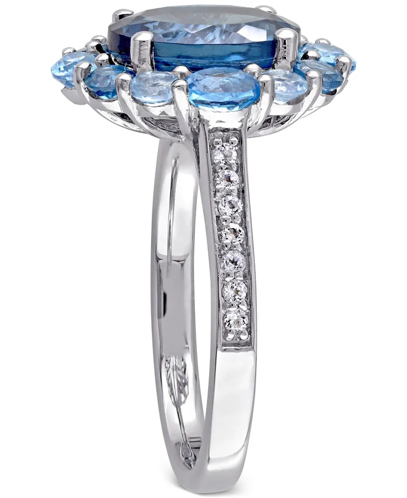 Blue Topaz Oval Halo Statement Ring (5-3/8 ct. t.w.) Sterling Silver