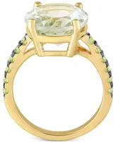 Green Quartz (7-1/2 ct. t.w.) & Peridot (1/2 Statement Ring 18k Gold-Plated Sterling Silver