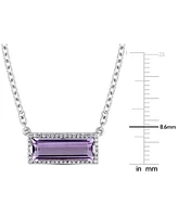 Amethyst (2-1/5 ct. t.w.) & White Sapphire (1/6 Rectangle Halo 18" Pendant Necklace Sterling Silver (Also Blue Topaz)