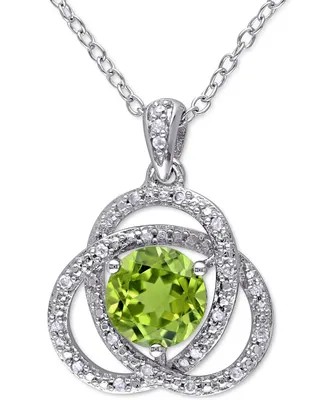 Peridot (1-1/2 ct. t.w.) & Diamond (1/10 ct. t.w.) Ven 18" Pendant Necklace in Sterling Silver