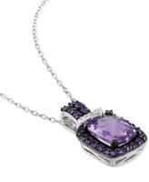 Amethyst (3 ct. t.w.) & Diamond (1/20 ct. t.w.) 18" Pendant Necklace in Sterling Silver