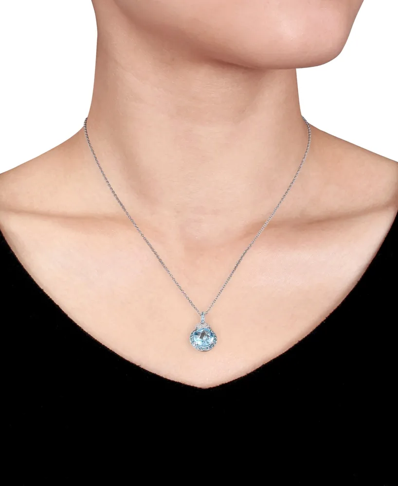 Blue Topaz (4-3/4 ct. t.w.) & Diamond (1/20 ct. t.w.) 18" Pendant Necklace in Sterling Silver