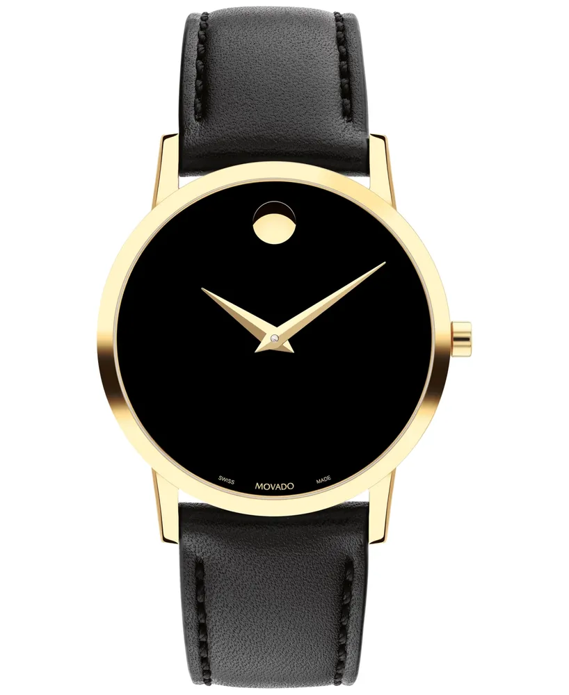 Movado Women's Swiss Museum Classic Black Leather Strap Watch 33mm