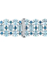 Blue Topaz Multirow Statement Bracelet (63-1/10 ct. t.w.) in Sterling Silver