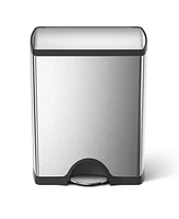 simplehuman 46-Liter Brushed Stainless Steel Dual Recycler Step Trash Can