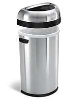 simplehuman Brushed Stainless Steel 60 Liter Semi Round Open Trash Can