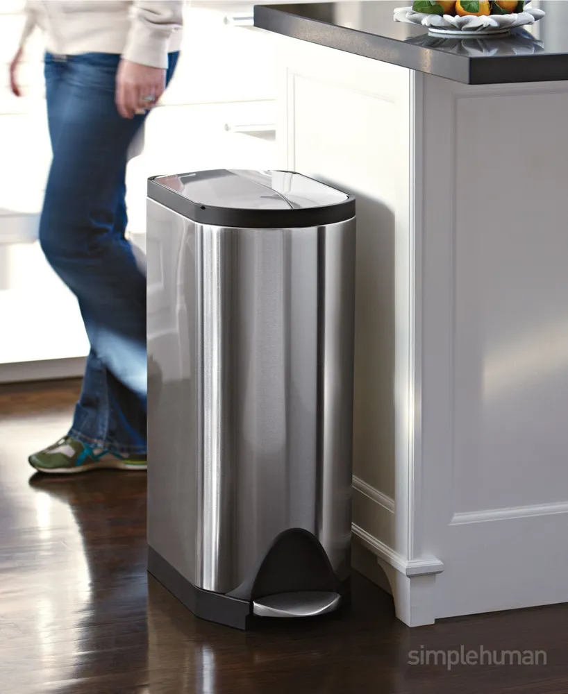 simplehuman Brushed Stainless Steel 40 Liter Fingerprint Proof Dual Recycler Butterfly Trash Can