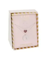 Fao Schwarz Women's Heart Pendant with Cubic Zirconia Stone Accents Necklace Set, 2 Piece