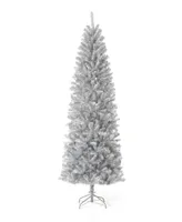 Glitzhome Silver-tone Tinsel Artificial Christmas Tree, 7.5'