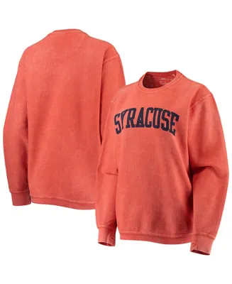 Women's Orange Syracuse Comfy Cord Vintage-Like Wash Basic Arch Pullover Sweatshirt