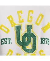 Women's White Oregon Ducks Contrast Boyfriend Raglan Thermal Long Sleeve T-Shirt