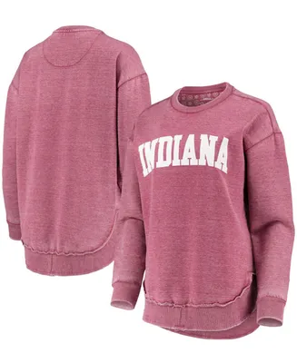 Women's Crimson Indiana Hoosiers Vintage-Like Wash Pullover Sweatshirt