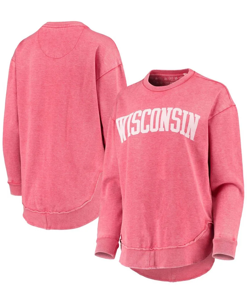 Women's Pressbox Red Wisconsin Badgers Comfy Cord Vintage Wash Basic Arch  Pullover Sweatshirt