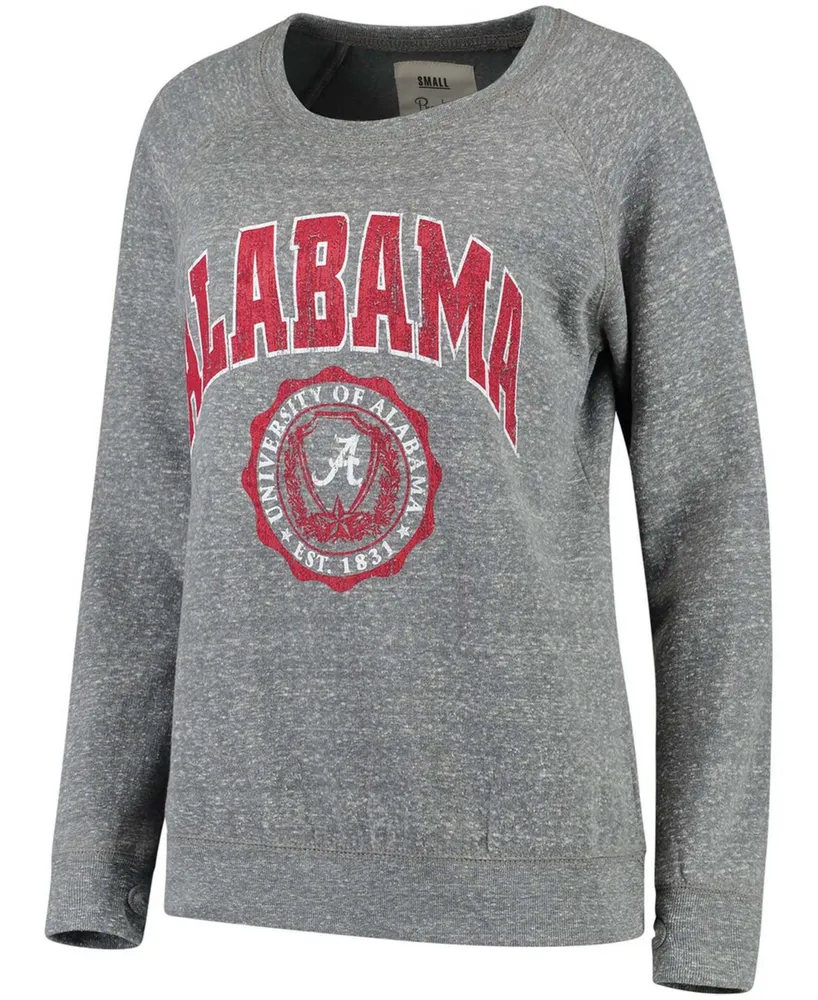 Women's Heathered Gray Alabama Crimson Tide Edith Vintage-Like Knobi Pullover Sweatshirt