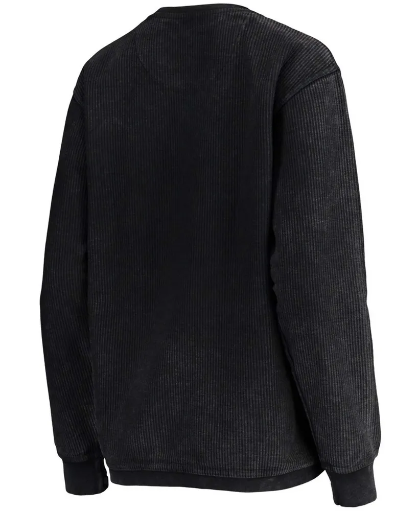 Women's Black Colorado Buffaloes Comfy Cord Vintage-Like Wash Basic Arch Pullover Sweatshirt