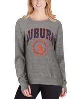 Women's Heathered Gray Auburn Tigers Edith Vintage-Like Knobi Pullover Sweatshirt