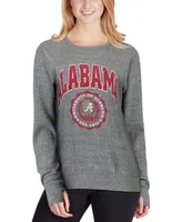 Women's Heathered Gray Alabama Crimson Tide Edith Vintage-Like Knobi Pullover Sweatshirt