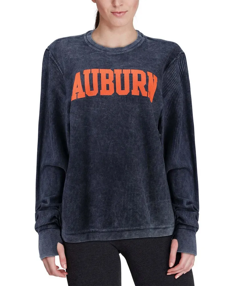 Women's Navy Auburn Tigers Comfy Cord Vintage-Like Wash Basic Arch Pullover Sweatshirt