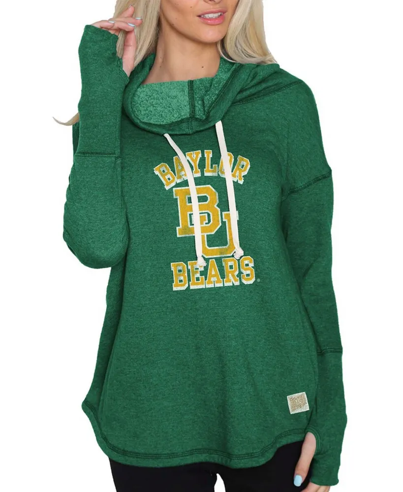 Women's Green Baylor Bears Funnel Neck Pullover Sweatshirt
