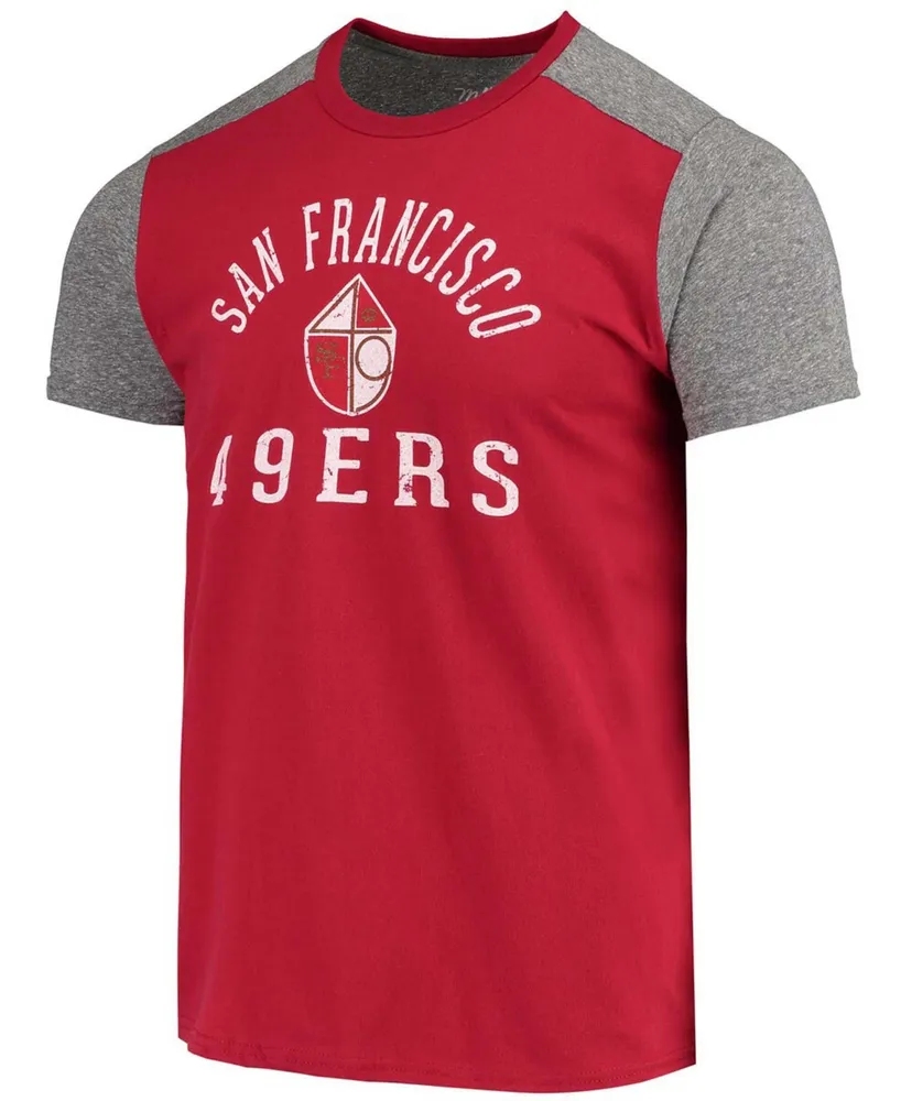 Men's Scarlet, Heathered Gray San Francisco 49Ers Gridiron Classics Field Goal Slub T-shirt