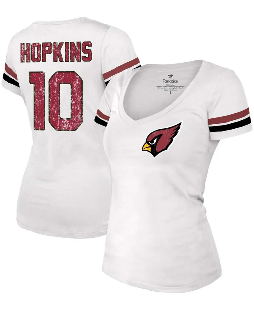 Women's Deandre Hopkins White Arizona Cardinals Name Number V-Neck T-shirt