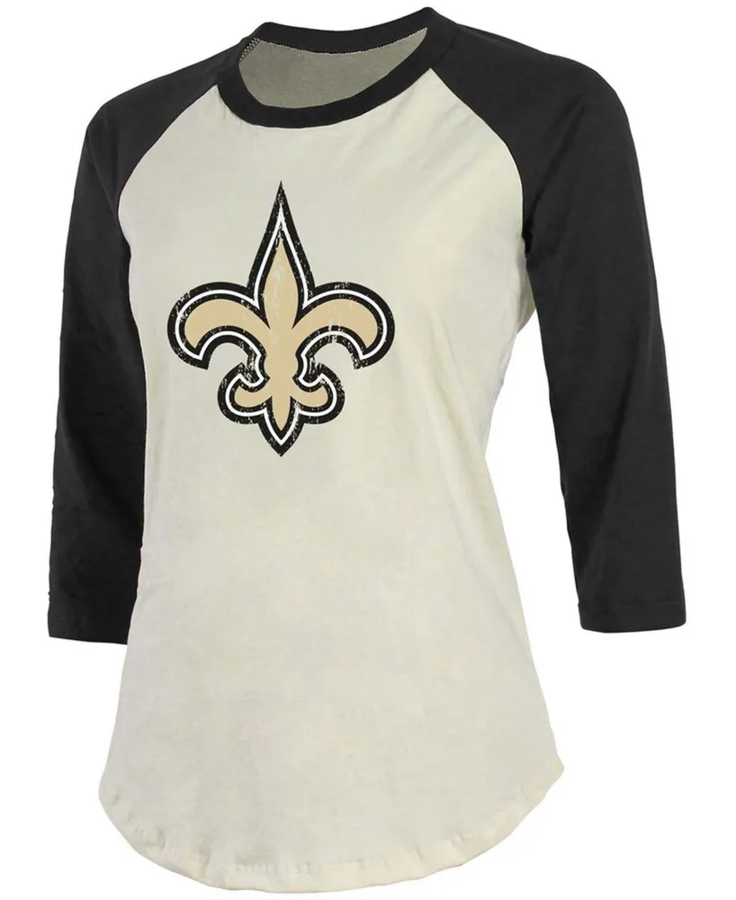 Women's Michael Thomas Cream, Black New Orleans Saints Player Raglan Name Number 3/4 Sleeve T-shirt