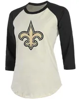 Women's Michael Thomas Cream, Black New Orleans Saints Player Raglan Name Number 3/4 Sleeve T-shirt