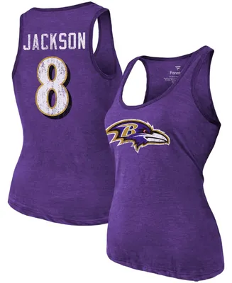 Women's Heathered Purple Baltimore Ravens Name Number Tri-Blend Tank Top