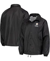 Men's Black Pittsburgh Steelers Coaches Classic Raglan Full-Snap Windbreaker Jacket