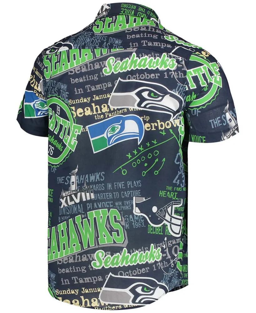 Men's College Navy Seattle Seahawks Thematic Button-Up Shirt