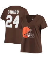 Women's Plus Size Nick Chubb Brown Cleveland Browns Name Number V-Neck T-shirt