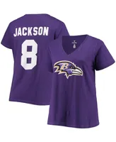 Women's Plus Lamar Jackson Purple Baltimore Ravens Name Number V-Neck T-shirt