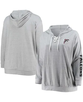 Women's Plus Size Heathered Gray Atlanta Falcons Lace-Up Pullover Hoodie