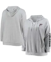 Women's Plus Size Heathered Gray Atlanta Falcons Lace-Up Pullover Hoodie