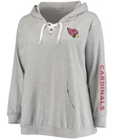 Women's Plus Heathered Gray Arizona Cardinals Lace-Up Pullover Hoodie