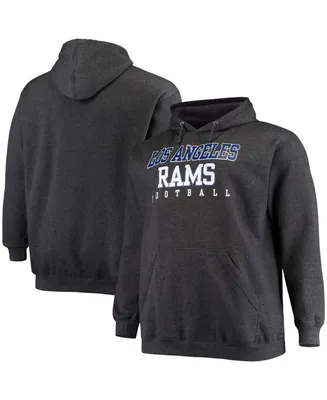 Men's Big and Tall Heathered Charcoal Los Angeles Rams Practice Pullover Hoodie