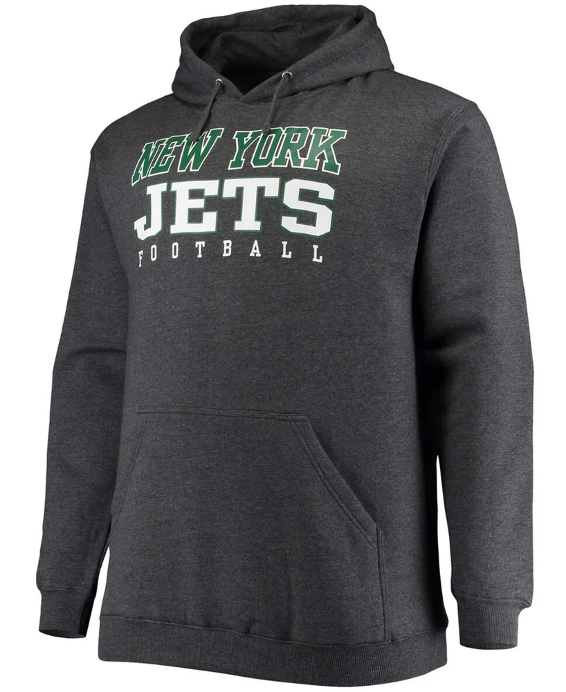 Men's Big and Tall Heathered Charcoal New York Jets Practice Pullover Hoodie