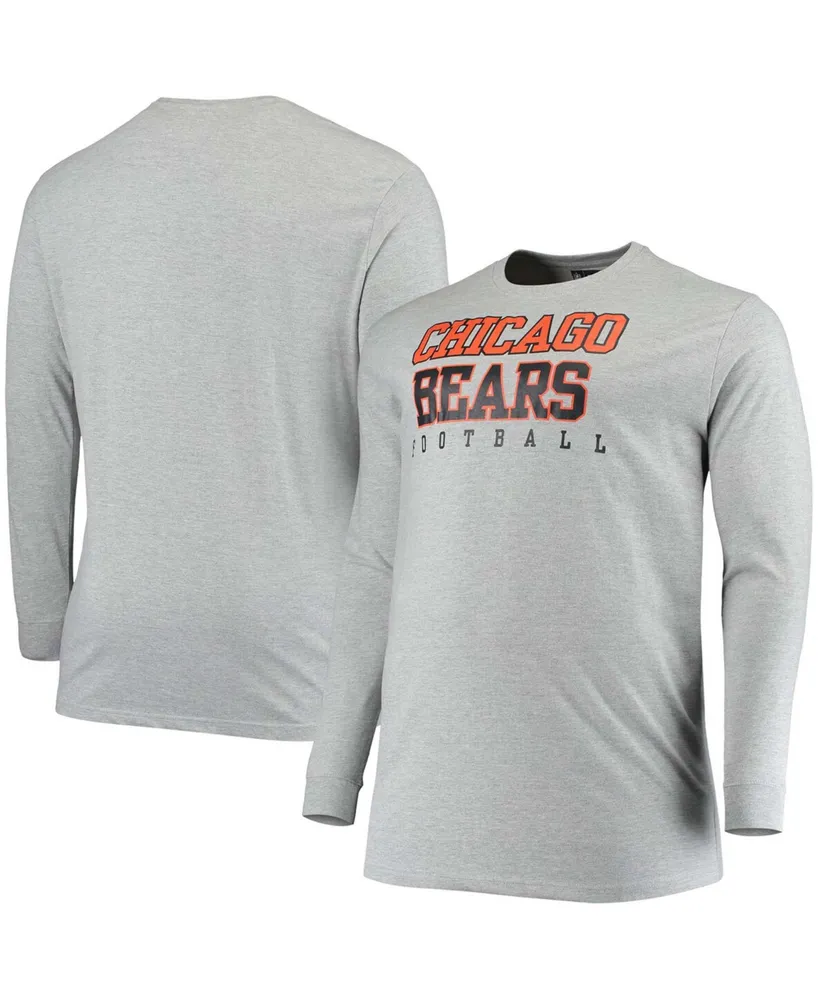 Men's Big and Tall Heathered Gray Chicago Bears Practice Long Sleeve T-shirt