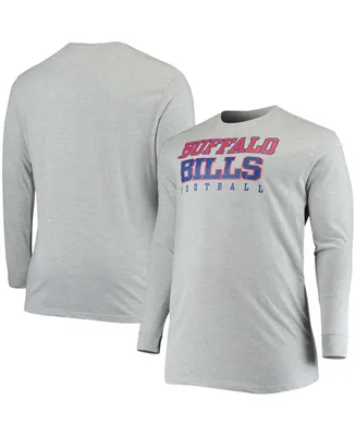 Men's Big and Tall Heathered Gray Buffalo Bills Practice Long Sleeve T-shirt