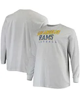 Men's Big and Tall Heathered Gray Los Angeles Rams Practice Long Sleeve T-shirt