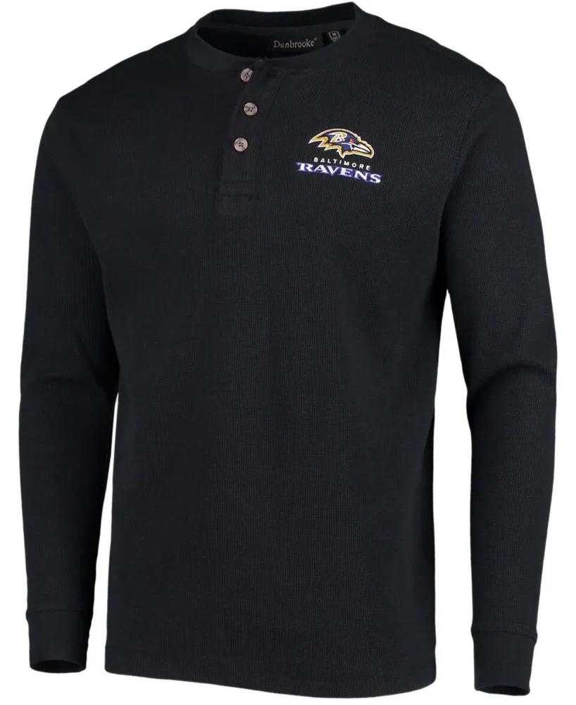 Men's Black Baltimore Ravens Maverick Thermal Henley Long Sleeve T-shirt