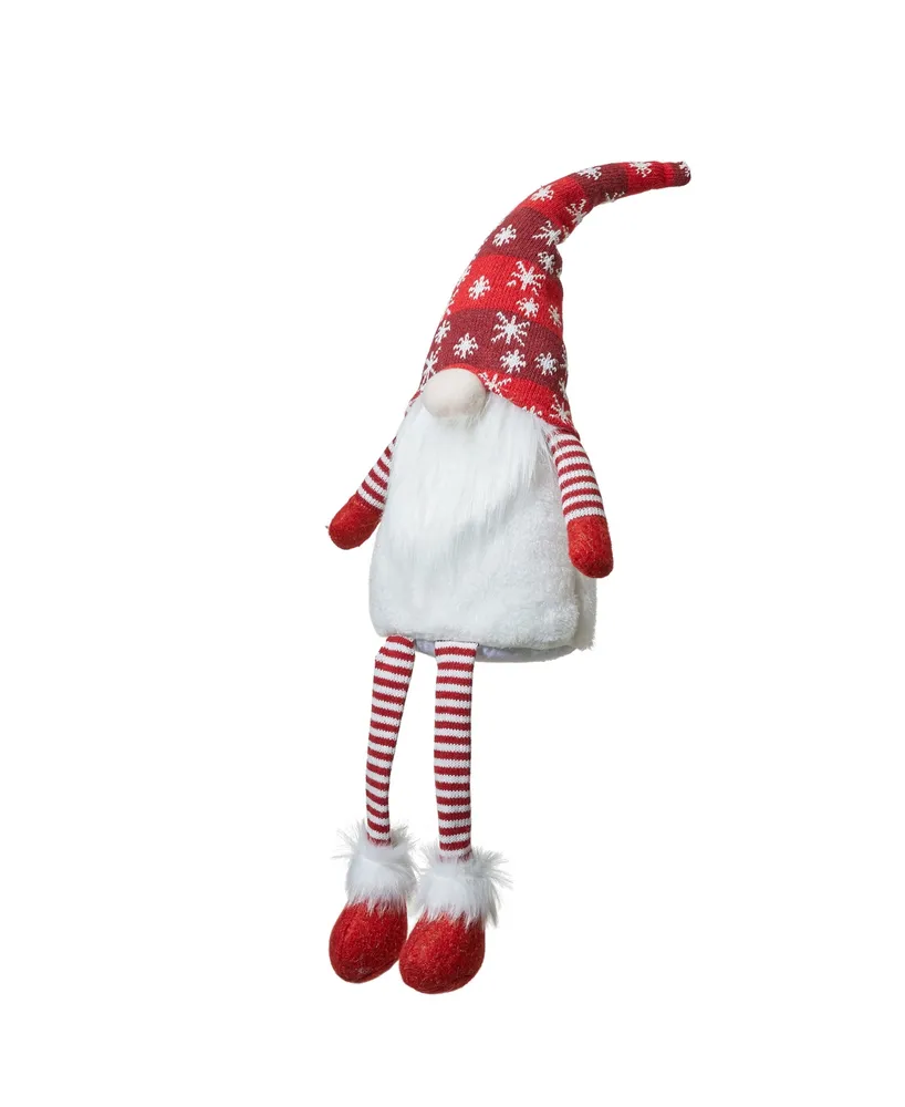 Glitzhome Fabric Christmas Gnome Shelf Sitter with Dangling Legs, 28.5"